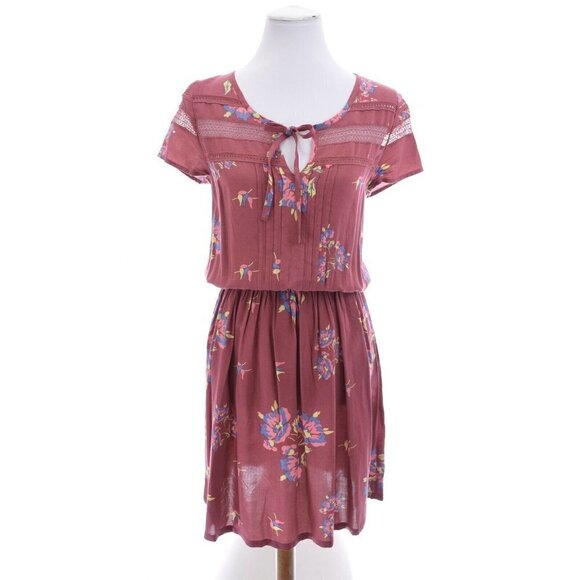 Matilda Jane Floral Blouson Keyhole Shift Dress Art Class Tunic Mauve Pink Sz S - Picture 4 of 11